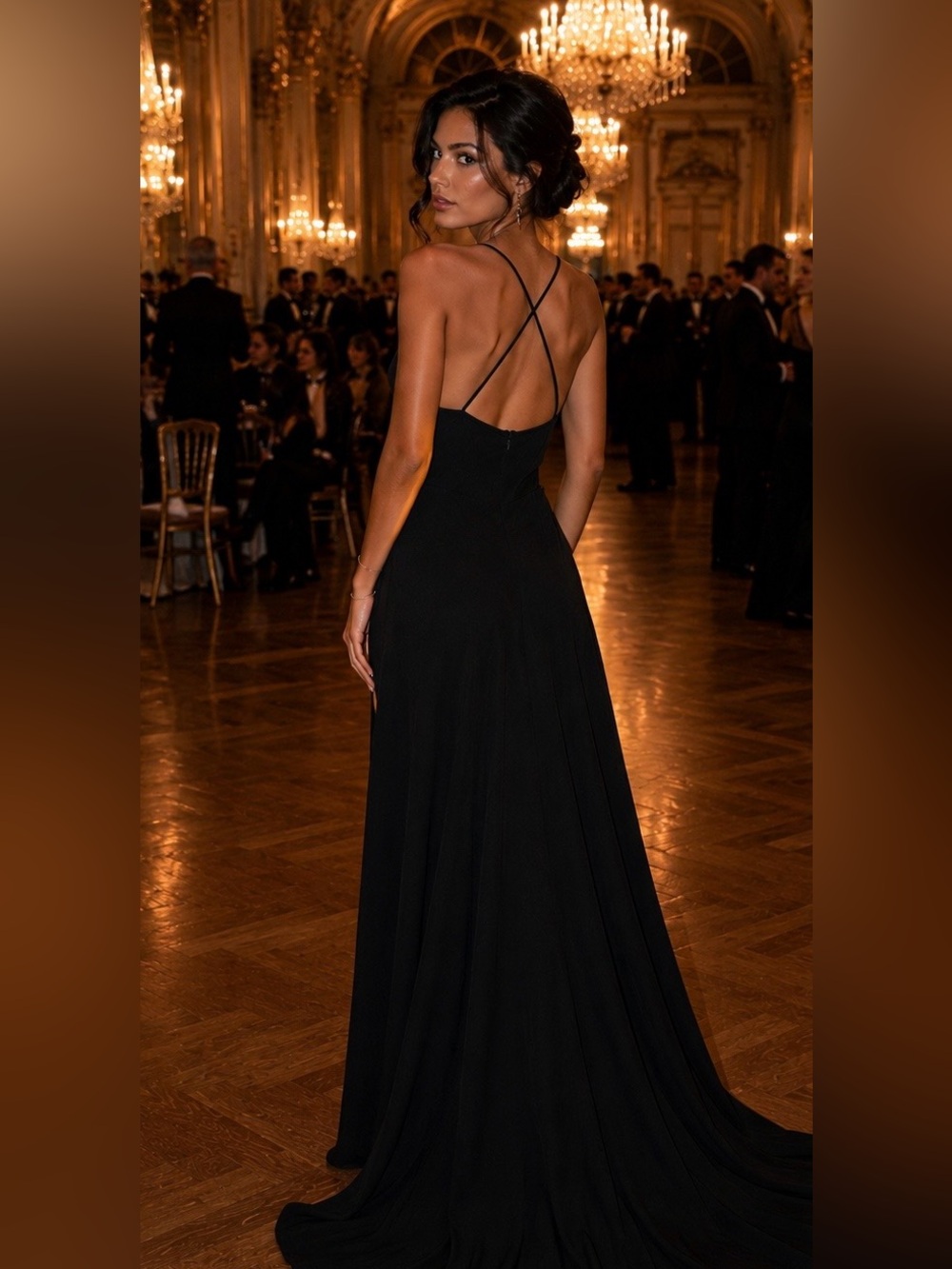 J. Crew Silk Black Spaghetti-Strap Gown Goth Princess Preppy Maxi Dress Size 4